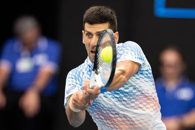 Novak Djokovic of Serbia in action during the round 3 match between Novak Djokovic of Serbia and Grigor Dimitrov of Bulgaria, Day 6 at the Australian Open Tennis 2023 at Rod Laver Arena, Melbourne, Australia on 21 January 2023. Copyright: xPeterxDovganx 34781464