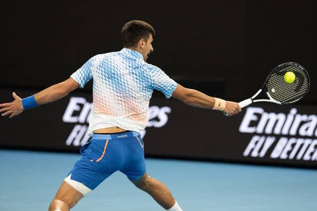 Novak Djokovic of Serbia in action during the round 3 match between Novak Djokovic of Serbia and Grigor Dimitrov of Bulgaria, Day 6 at the Australian Open Tennis 2023 at Rod Laver Arena, Melbourne, Australia on 21 January 2023. Copyright: xPeterxDovganx 34781467
