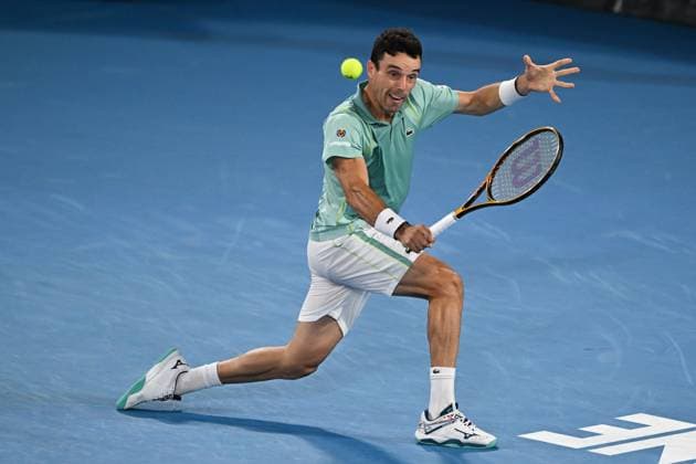 Mandatory Credit: Photo by James Gourley Shutterstock (13728737gb) Roberto Bautista Agut in action during his third round match Australian Open, Day Six, Tennis, Melbourne Park, Melbourne, Australia - 21 Jan 2023 Australian Open, Day Six, Tennis, Melbourne Park, Melbourne, Australia - 21 Jan 2023 Copyright: xJamesxGourley Shutterstockx 13728737gb
