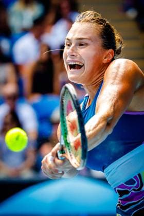 Aryna Sabalenka ATP, Tennis Herren 5) pictured during a women s singles third round match between Belgian Mertens WTA, Tennis Damen 27) and Belarus Sabalenka (WTA 5) at the Australian Open tennis Grand Slam, Saturday 21 January 2023 in Melbourne Park, Melbourne, Australia. PATRICKxHAMILTON  x58589228x