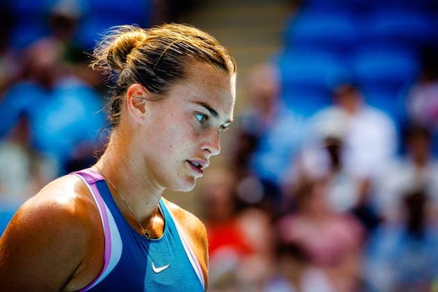 Aryna Sabalenka ATP, Tennis Herren 5) pictured during a women s singles third round match between Belgian Mertens WTA, Tennis Damen 27) and Belarus Sabalenka (WTA 5) at the Australian Open tennis Grand Slam, Saturday 21 January 2023 in Melbourne Park, Melbourne, Australia. PATRICKxHAMILTON  x58589274x