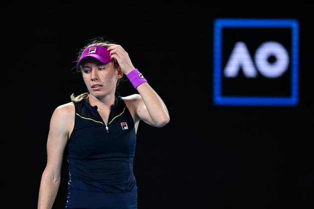 TENNIS AUSTRALIAN OPEN, Ekaterina Alexandrova of Russia reacts during her match against Magda Linette of Poland during the 2023 Australian Open tennis tournament at Melbourne Park in Melbourne, Saturday, January 21, 2023. ( NO ARCHIVING, EDITORIAL USE ONLY, NO USE IN BOOKS WITHOUT CONSENT MELBOURNE VICTORIA AUSTRALIA  Copyright: xLUKASxCOCHx 20230122001755093914