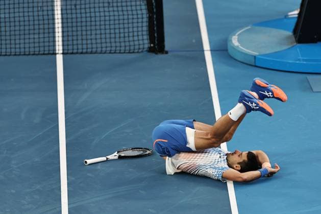 Novak Djokovic, SRB, during third round of 2023 Australian Open in Melbourne, 21 01 2023