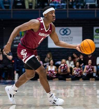 January 21, 2023 Moraga, CA U.S.A. CAPTION CORRECTION: Santa Clara guard Carlos Stewart (1)looks to pass the ball during the NCAA, College League, USA Men s Basketball game between Santa Clara Broncos and the Saint Mary s Gaels. Saint MaryÃ¢â‚¬â ¢s beat Santa Clara 77-58 at University Credit Union Pavilion Moraga Calif. CSM Moraga USA - ZUMAc04_ 20230121_zaf_c04_260 Copyright: xThurmanxJamesx
