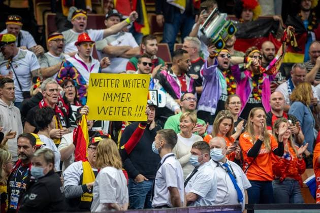 Handball Katowice 21 01 2023 world championship handball world championship men main round Netherlands NED Germany GER cheering German fans