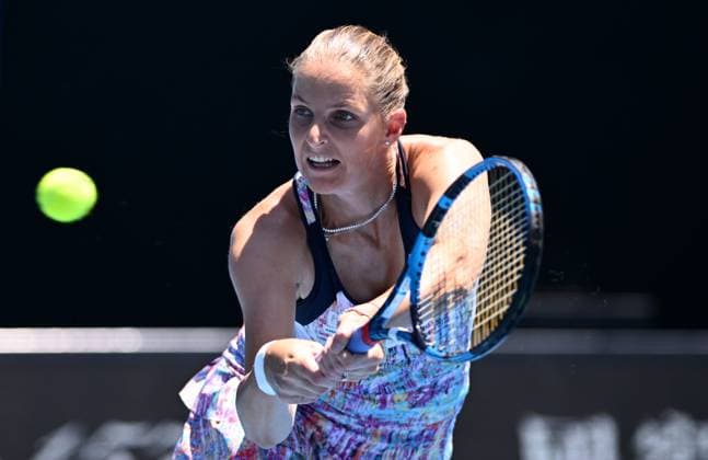 TENNIS AUSTRALIAN OPEN, Karolina Pliskova of the Czech Republic returns to Shuai Zhang of China during their fourth round match at the 2023 Australian Open tennis championship at Melbourne Park in Melbourne, Monday, January 23, 2023. ( NO ARCHIVING, EDITORIAL USE ONLY, NO USE IN BOOKS WITHOUT CONSENT MELBOURNE VICTORIA AUSTRALIA  Copyright: xJOELxCARRETTx 20230123001755758350