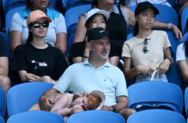TENNIS AUSTRALIAN OPEN, Spectators are seen during the fourth round match between Donna Vekic of Croatia and Linda Fruhvirtova of the Czech Republic at the 2023 Australian Open tennis championship at Melbourne Park in Melbourne, Monday, January 23, 2023. ( NO ARCHIVING, EDITORIAL USE ONLY, NO USE IN BOOKS WITHOUT CONSENT MELBOURNE VICTORIA AUSTRALIA  Copyright: xLUKASxCOCHx 20230123001755770826