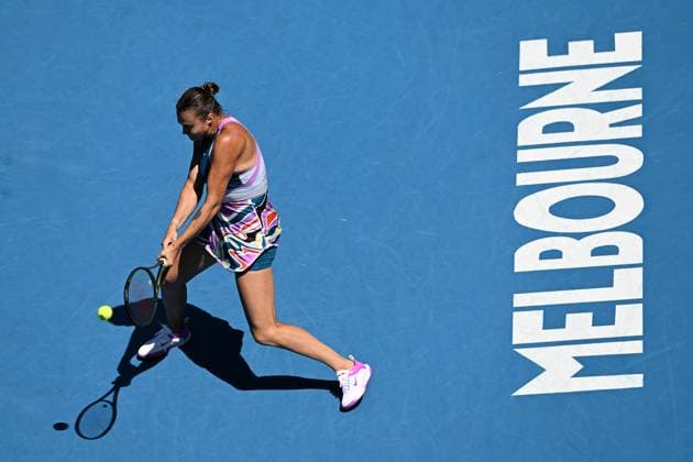 Mandatory Credit: Photo by James Gourley Shutterstock (13729780s) Aryna Sabalenka in action during her fourth round match Australian Open, Day Eight, Tennis, Melbourne Park, Melbourne, Australia - 23 Jan 2023 Australian Open, Day Eight, Tennis, Melbourne Park, Melbourne, Australia - 23 Jan 2023 Copyright: xJamesxGourley Shutterstockx 13729780s