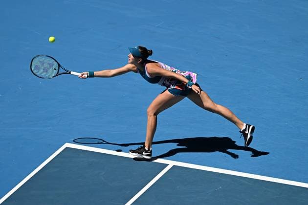 Mandatory Credit: Photo by James Gourley Shutterstock (13729780bn) Belinda Bencic in action during her fourth round match Australian Open, Day Eight, Tennis, Melbourne Park, Melbourne, Australia - 23 Jan 2023 Australian Open, Day Eight, Tennis, Melbourne Park, Melbourne, Australia - 23 Jan 2023 Copyright: xJamesxGourley Shutterstockx 13729780bn