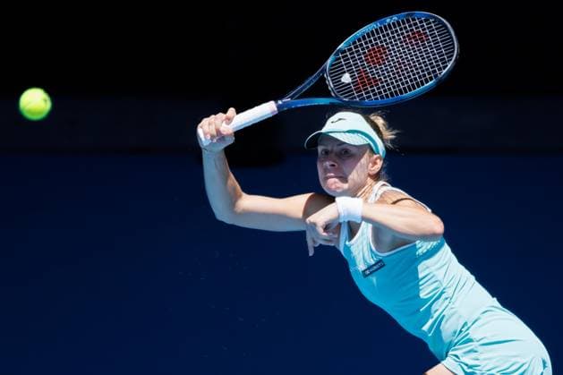 January 23, 2023: MAGDA LINETTE of Poland in action against 4th seed CAROLINE GARCIA of France on Rod Laver Arena in a Women s Singles 4th round match on day 8 of the 2023 Australian Open in Melbourne, Australia. Cal Media USA - ZUMAc04_ 20230123_zaf_c04_008 Copyright: xSydneyxLowx