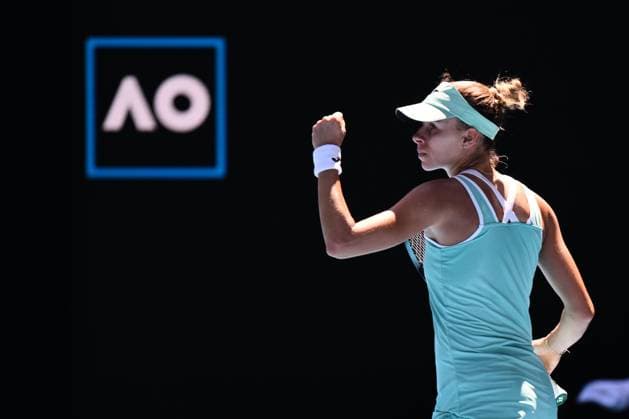 Mandatory Credit: Photo by James Gourley Shutterstock (13729780du) Linda Fruhvirtova celebrates during her fourth round match Australian Open, Day Eight, Tennis, Melbourne Park, Melbourne, Australia - 23 Jan 2023 Australian Open, Day Eight, Tennis, Melbourne Park, Melbourne, Australia - 23 Jan 2023 Copyright: xJamesxGourley Shutterstockx 13729780du