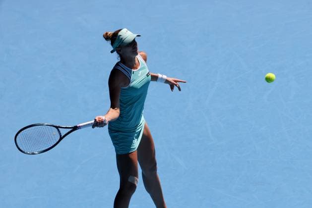 January 23, 2023, Melbourne, Victoria, Australia: MELBOURNE, AUSTRALIA - JANUARY 23: Magda Linette of Poland plays Caroline Garcia of France on day 8 action of the 2023 Australian Open at Melbourne Park on January 23, 2023 in Melbourne, Australia. Melbourne Australia - ZUMAp121 20230123_zsp_p121_023 Copyright: xChrisxPutnamx