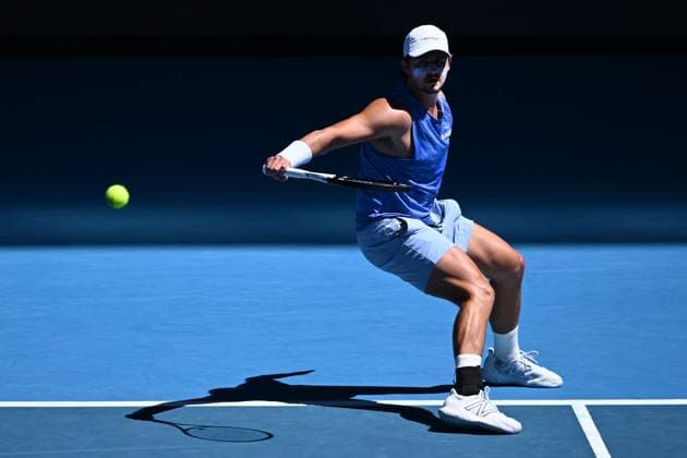 TENNIS AUSTRALIAN OPEN, JJ Wolf of the United States in action during his match against Ben Shelton of the United States during the 2023 Australian Open tennis tournament at Melbourne Park in Melbourne, Monday, January 23, 2019. ( NO ARCHIVING, EDITORIAL USE ONLY, NO USE IN BOOKS WITHOUT CONSENT MELBOURNE VICTORIA AUSTRALIA  Copyright: xJOELxCARRETTx 20230123001755792211
