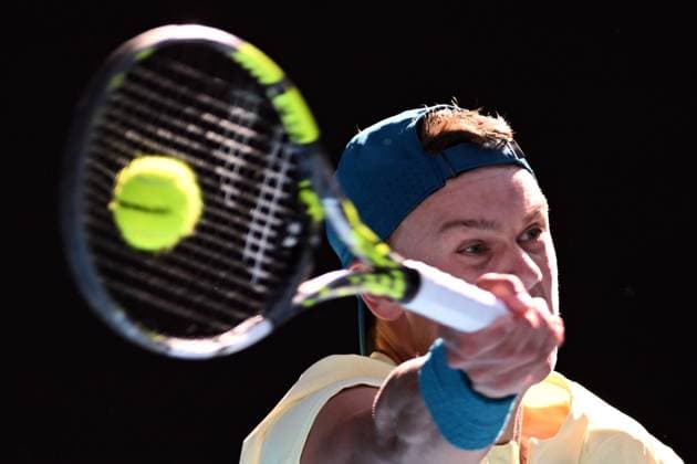 TENNIS AUSTRALIAN OPEN, Holger Rune of Denmark in action against Andrey Rublev of Russia during their fourth round match at 2023 Australian Open tennis championship at Melbourne Park in Melbourne, Monday, January 23. ( NO ARCHIVING, EDITORIAL USE ONLY, NO USE IN BOOKS WITHOUT CONSENT MELBOURNE VICTORIA AUSTRALIA  Copyright: xJAMESxROSSx 20230123001755797780