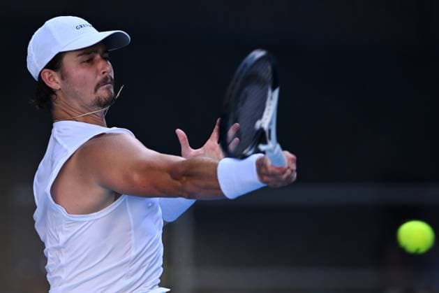 TENNIS AUSTRALIAN OPEN, JJ Wolf of the United States in action during his match against Ben Shelton of the United States during the 2023 Australian Open tennis tournament at Melbourne Park in Melbourne, Monday, January 23, 2019. ( NO ARCHIVING, EDITORIAL USE ONLY, NO USE IN BOOKS WITHOUT CONSENT MELBOURNE VICTORIA AUSTRALIA  Copyright: xJOELxCARRETTx 20230123001755799023