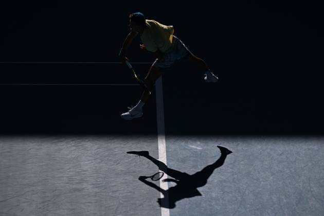 TENNIS AUSTRALIAN OPEN, Holger Rune of Denmark serves against Andrey Rublev of Russia during their fourth round match at 2023 Australian Open tennis championship at Melbourne Park in Melbourne, Monday, January 23. ( NO ARCHIVING, EDITORIAL USE ONLY, NO USE IN BOOKS WITHOUT CONSENT MELBOURNE VICTORIA AUSTRALIA  Copyright: xLUKASxCOCHx 20230123001755800280
