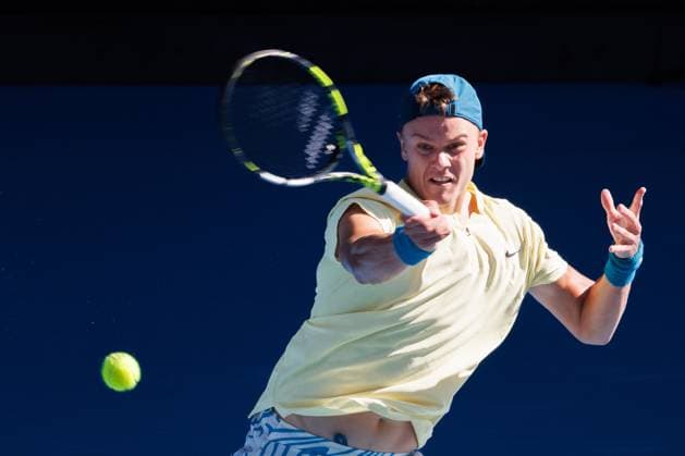 January 23, 2023: 9th seed HOLGER RUNE of Denmark in action against 5th seed ANDREY RUBLEV of the Russian Federation on Rod Laver Arena in a Men s Singles 4th round match on day 8 of the 2023 Australian Open in Melbourne, Australia. Cal Media USA - ZUMAc04_ 20230123_zaf_c04_054 Copyright: xSydneyxLowx