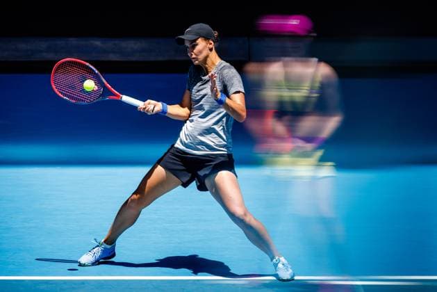 Anhelina Kalinina WTA, Tennis Damen 340) and Alison Van Uytvanck (WTA 68) pictured during a women s doubles third round game between Belgian-Ukrainian pair Van Uytvanck-Kalinina and Tawain-China pair Chan-Yang at the Australian Open tennis Grand Slam, Monday 23 January 2023 in Melbourne Park, Melbourne, Australia. PATRICKxHAMILTON  x58661985x