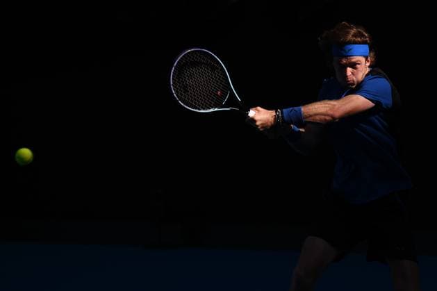 Mandatory Credit: Photo by James Gourley Shutterstock (13729780fl) Andrey Rublev in action during his fourth round match Australian Open, Day Eight, Tennis, Melbourne Park, Melbourne, Australia - 23 Jan 2023 Australian Open, Day Eight, Tennis, Melbourne Park, Melbourne, Australia - 23 Jan 2023 Copyright: xJamesxGourley Shutterstockx 13729780fl