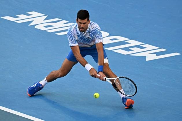 TENNIS AUSTRALIAN OPEN, Novak Djokovic of Serbia in action during his match against Alex de Minaur of Australia during the 2023 Australian Open tennis tournament at Melbourne Park in Melbourne, Monday, January 23, 2019. ( NO ARCHIVING, EDITORIAL USE ONLY, NO USE IN BOOKS WITHOUT CONSENT MELBOURNE VICTORIA AUSTRALIA  Copyright: xJOELxCARRETTx 20230123001755811183