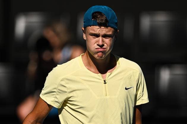 Mandatory Credit: Photo by James Gourley Shutterstock (13729780gr) Holger Rune reacts during his fourth round match Australian Open, Day Eight, Tennis, Melbourne Park, Melbourne, Australia - 23 Jan 2023 Australian Open, Day Eight, Tennis, Melbourne Park, Melbourne, Australia - 23 Jan 2023 Copyright: xJamesxGourley Shutterstockx 13729780gr