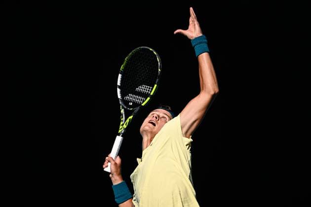 Mandatory Credit: Photo by James Gourley Shutterstock (13729780gj) Holger Rune in action during his fourth round match Australian Open, Day Eight, Tennis, Melbourne Park, Melbourne, Australia - 23 Jan 2023 Australian Open, Day Eight, Tennis, Melbourne Park, Melbourne, Australia - 23 Jan 2023 Copyright: xJamesxGourley Shutterstockx 13729780gj