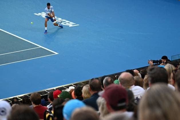TENNIS AUSTRALIAN OPEN, Novak Djokovic of Serbia in action during his match against Alex de Minaur of Australia during the 2023 Australian Open tennis tournament at Melbourne Park in Melbourne, Monday, January 23, 2019. ( NO ARCHIVING, EDITORIAL USE ONLY, NO USE IN BOOKS WITHOUT CONSENT MELBOURNE VICTORIA AUSTRALIA  Copyright: xJOELxCARRETTx 20230123001755813022