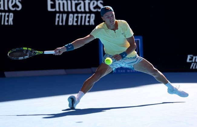 Mandatory Credit: Photo by Ella Ling Shutterstock (13729779er) Holger Rune of Denmark in action Australian Open, Day Eight, Tennis, Melbourne Park, Melbourne, Australia - 23 Jan 2023 Australian Open, Day Eight, Tennis, Melbourne Park, Melbourne, Australia - 23 Jan 2023 Copyright: xEllaxLing Shutterstockx 13729779er