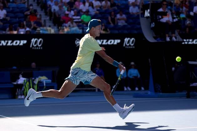 Mandatory Credit: Photo by Ella Ling Shutterstock (13729779eo) Holger Rune of Denmark in action Australian Open, Day Eight, Tennis, Melbourne Park, Melbourne, Australia - 23 Jan 2023 Australian Open, Day Eight, Tennis, Melbourne Park, Melbourne, Australia - 23 Jan 2023 Copyright: xEllaxLing Shutterstockx 13729779eo