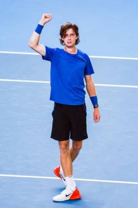 January 23, 2023, Melbourne, Victoria, Australia: MELBOURNE, AUSTRALIA - JANUARY 23: Andrey Rublev.of Russia plays Holger Rune of Denmark in the 4th round on day 8 of the 2023 Australian Open at Melbourne Park on January 23, 2023 in Melbourne, Australia. Melbourne Australia - ZUMAp121 20230123_zsp_p121_123 Copyright: xChrisxPutnamx