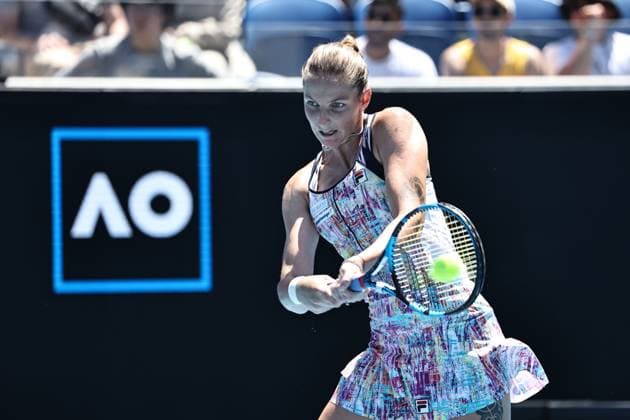 Karolina Pliskova, CZE, during fourth round of 2023 Australian Open in Melbourne, 23 01 2023