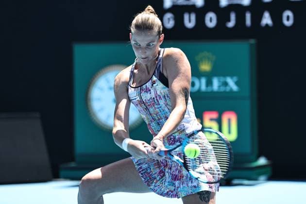 Karolina Pliskova, CZE, during fourth round of 2023 Australian Open in Melbourne, 23 01 2023