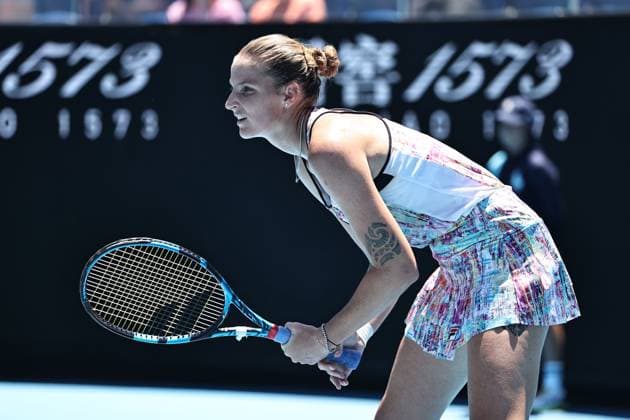 Karolina Pliskova, CZE, during fourth round of 2023 Australian Open in Melbourne, 23 01 2023