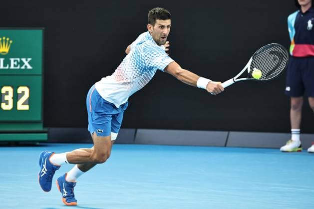 Novak Djokovic, SRB, during fourth round of 2023 Australian Open in Melbourne, 23 01 2023