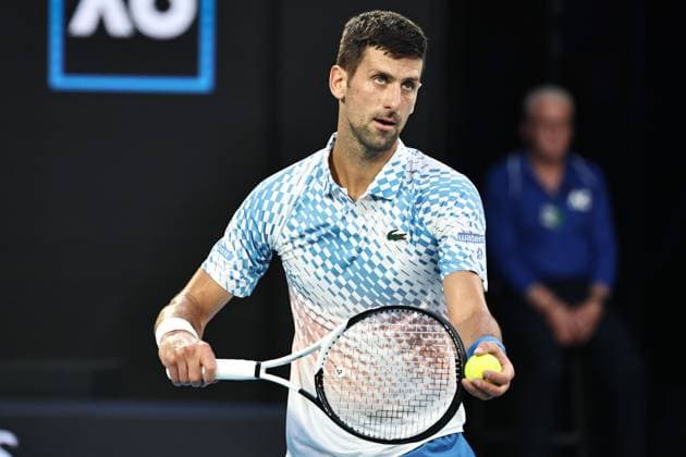 Novak Djokovic, SRB, during fourth round of 2023 Australian Open in Melbourne, 23 01 2023