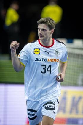 Handball Katowice 23 01 2023 World Championship Handball World Championship Men Main Round Germany GER Norway NOR Rune Dahmke Germany, No 34 Cheers