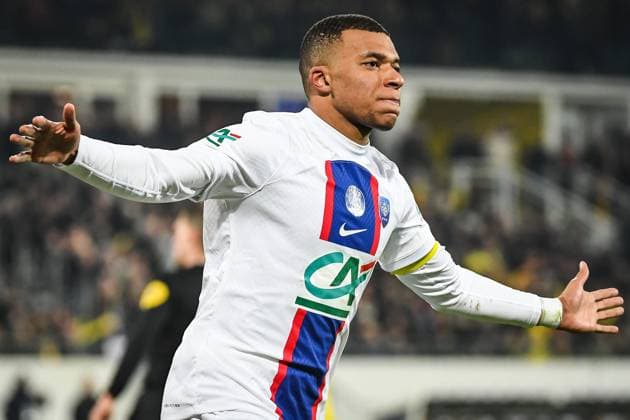 Sport Bilder des Tages January 23, 2023, Lens, France, France: Kylian MBAPPE of PSG celebrates his goal during the French Cup match between US Pays de Cassel and Paris Saint-Germain (PSG) at Bollaert-Delelis Stadium on January 23, 2023 in Lens, France. Lens France - ZUMAm308 20230123_zsp_m308_005 Copyright: xMatthieuxMirvillex