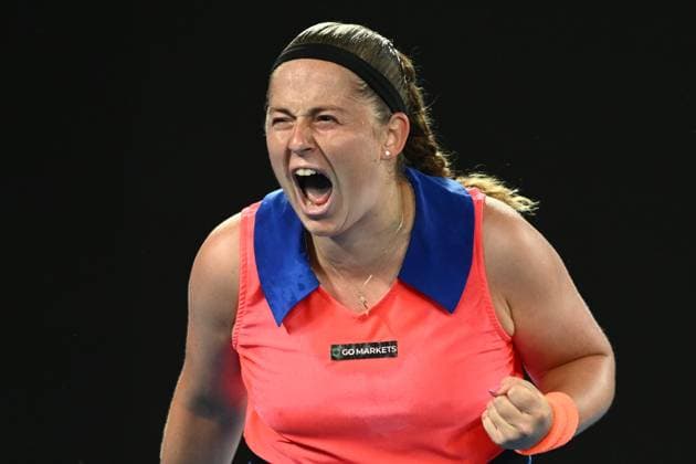 TENNIS AUSTRALIAN OPEN, Jelena Ostapenko of Latvia in action during her Quarterfinal match against Elena Rybakina of Kazakhstan at the 2023 Australian Open tennis tournament at Melbourne Park in Melbourne, Tuesday, January 24, 2023. ( NO ARCHIVING, EDITORIAL USE ONLY, NO USE IN BOOKS WITHOUT CONSENT MELBOURNE VICTORIA AUSTRALIA  Copyright: xJOELxCARRETTx 20230124001756032966