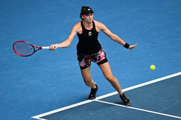 Mandatory Credit: Photo by James Gourley Shutterstock (13729783a) Elena Rybakina in action during her Quarter Final Match Australian Open, Day Nine, Tennis, Melbourne Park, Melbourne, Australia - 24 Jan 2023 Australian Open, Day Nine, Tennis, Melbourne Park, Melbourne, Australia - 24 Jan 2023 Copyright: xJamesxGourley Shutterstockx 13729783a