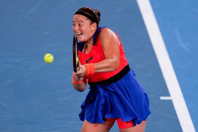 January 24, 2023, Melbourne, Victoria, Australia: MELBOURNE, AUSTRALIA - JANUARY 24: Jelena Ostapenko of Latvia plays Elena Rybakina of Russia in quarter finals action on day 9 of the 2023 Australian Open at Melbourne Park on January 24, 2023 in Melbourne, Australia. Melbourne Australia - ZUMAp121 20230124_zsp_p121_017 Copyright: xChrisxPutnamx
