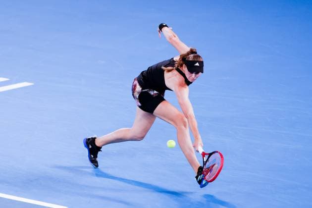 January 24, 2023, Melbourne, Victoria, Australia: MELBOURNE, AUSTRALIA - JANUARY 24: Elena Rybakina of Russia plays Jelena Ostapenko of Latvia in quarter finals action on day 9 of the 2023 Australian Open at Melbourne Park on January 24, 2023 in Melbourne, Australia. Melbourne Australia - ZUMAp121 20230124_zsp_p121_020 Copyright: xChrisxPutnamx
