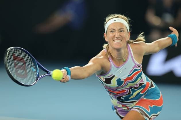 Victoria Azarenka in action against Jessica Pegula of USA in the Quarter Final match, Day 9 at the Australian Open Tennis 2023 at Rod Laver Arena, Melbourne, Australia on 24 January 2023. Copyright: xPeterxDovganx 34782003