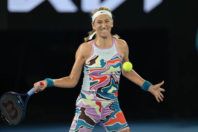 Victoria Azarenka in action against Jessica Pegula of USA in the Quarter Final match, Day 9 at the Australian Open Tennis 2023 at Rod Laver Arena, Melbourne, Australia on 24 January 2023. Copyright: xPeterxDovganx 34782007