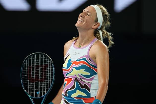 Victoria Azarenka reacts against Jessica Pegula of USA in the Quarter Final match, Day 9 at the Australian Open Tennis 2023 at Rod Laver Arena, Melbourne, Australia on 24 January 2023. Copyright: xPeterxDovganx 34782009
