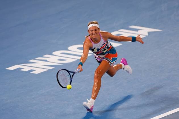 January 24, 2023, Melbourne, Victoria, Australia: MELBOURNE, AUSTRALIA - JANUARY 24: Victoria Azarenka of Belarus in action against Jessica Pegula of USA in quarter final action on day 9 of the 2023 Australian Open at Melbourne Park on January 24, 2023 in Melbourne, Australia. Melbourne Australia - ZUMAp121 20230124_zsp_p121_050 Copyright: xChrisxPutnamx