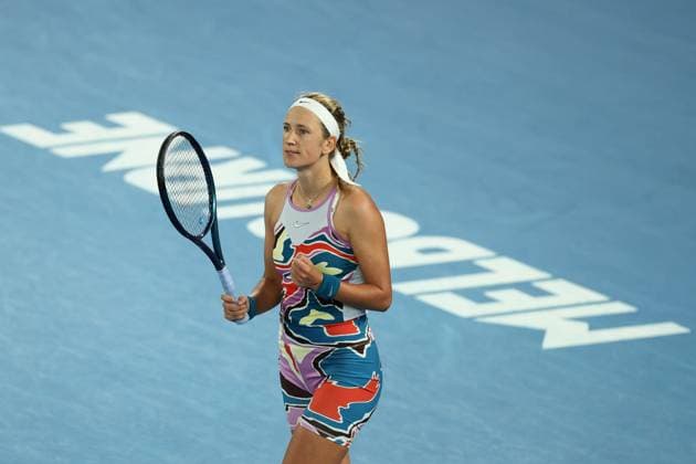 Victoria Azarenka reacts to defeating Jessica Pegula of USA 6-4 6-1 in the Quarter Final match, Day 9 at the Australian Open Tennis 2023 at Rod Laver Arena, Melbourne, Australia on 24 January 2023. Copyright: xPeterxDovganx 34782022