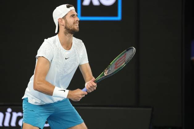 Karen Khachanov, RUS, during quarter finals of 2023 Australian Open in Melbourne, 24 01 2023