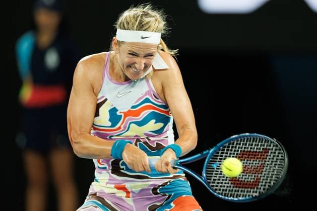 January 24, 2023: 24th seed VICTORIA AZARENKA of Belarus in action against 3rd seed J. PEGULA of the USA on Rod Laver Arena in a Women s Singles Quarterfinals match on day 9 of the 2023 Australian Open in Melbourne, Australia. USA - ZUMAc04_ 20230124_zaf_c04_008 Copyright: xSydneyxLowx