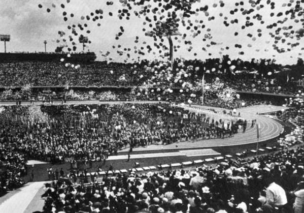 Mexico City, Mexico. October, 1968. The view shows the opening ceremony of the 1968 Summer Olympics at the Olympic Stadium. The exact date of the photograph is unknown. Sergei Preobrazhensky and Viktor Shandrin TASS  12930934