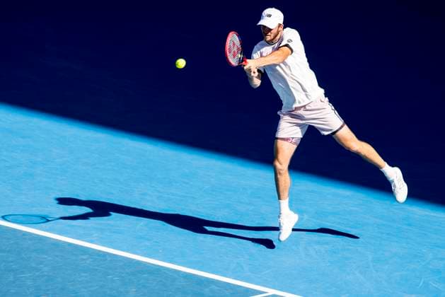 MELBOURNE, VIC - JANUARY 25: Tommy Paul of the United States of America in action during the Quarterfinals of the 2023 Australian Open on January 25 2023, at Melbourne Park in Melbourne, Australia. (Photo by Jason Heidrich Icon Sportswire) TENNIS: JAN 25 Australian Open Icon230125130